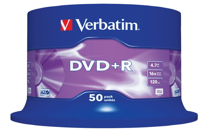 Verbatim DVD+R 4,7 GB 16x Plata mate (50 unidades)